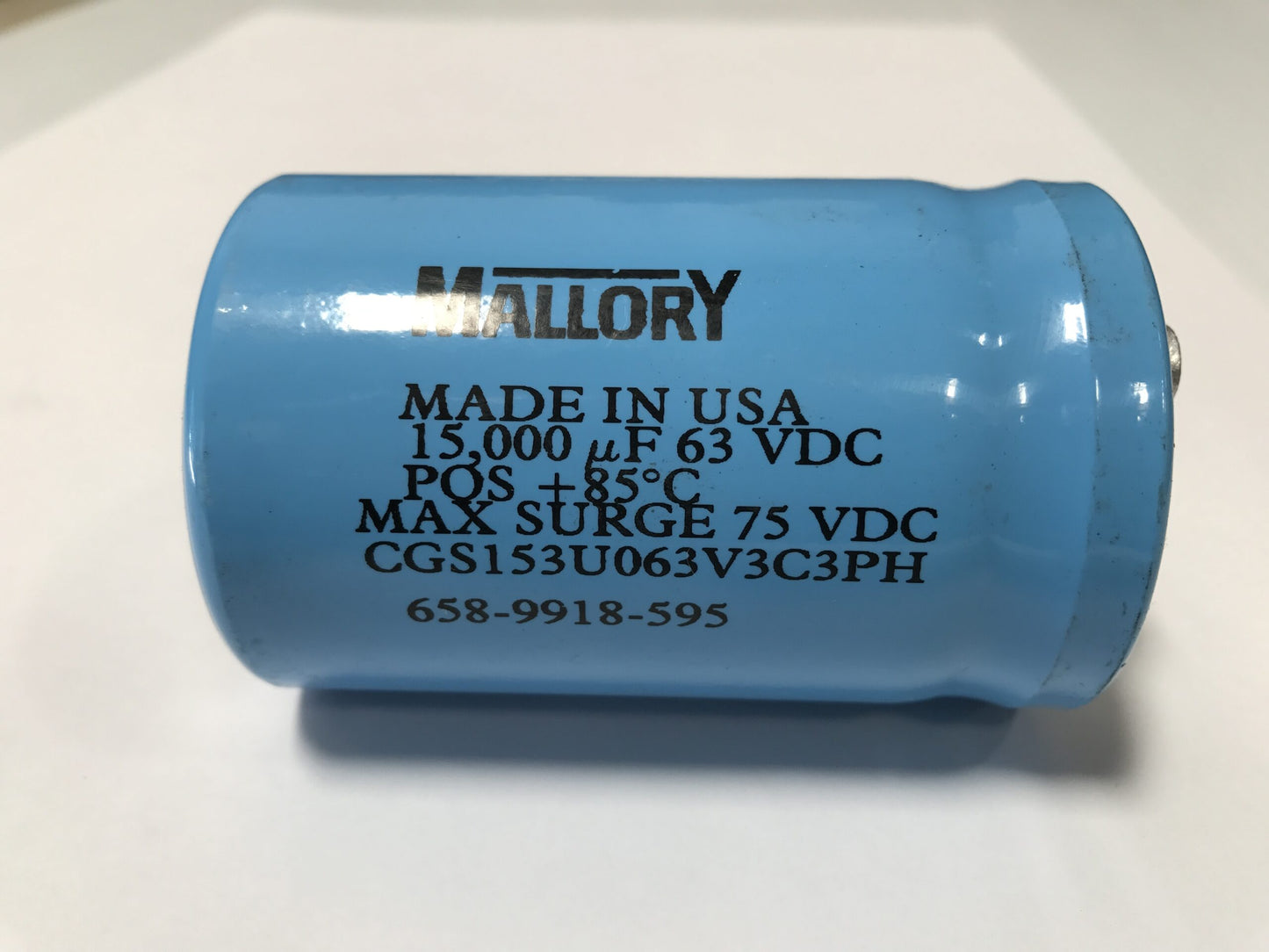 MALLORY COMPUTER GRADE CAPACITOR 15000UF 63VDC CGS153U063V3C3PH