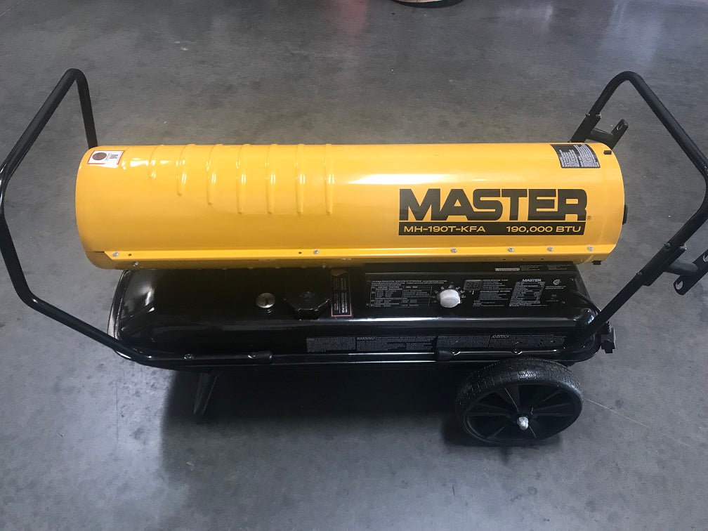 MASTER FORCED AIR HEATER MH-190T-KFA 190,000 BTU type of fuel NO.1/Kerosene FUEL TANK CAPACITY-GAL 13, NEW