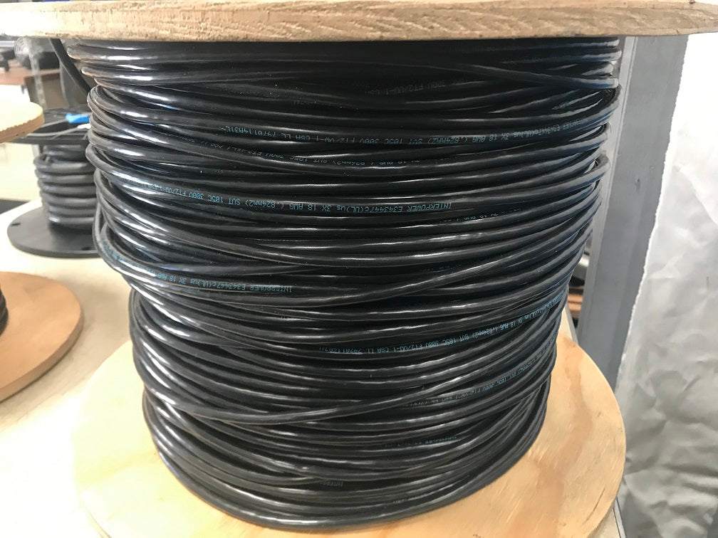 INTERPOWER E34347 (UL)us 3conductor 18AWG 995feet long (824mm2) SVT 105C 300V FT2/VW-1 CSA LL 7970114A31L