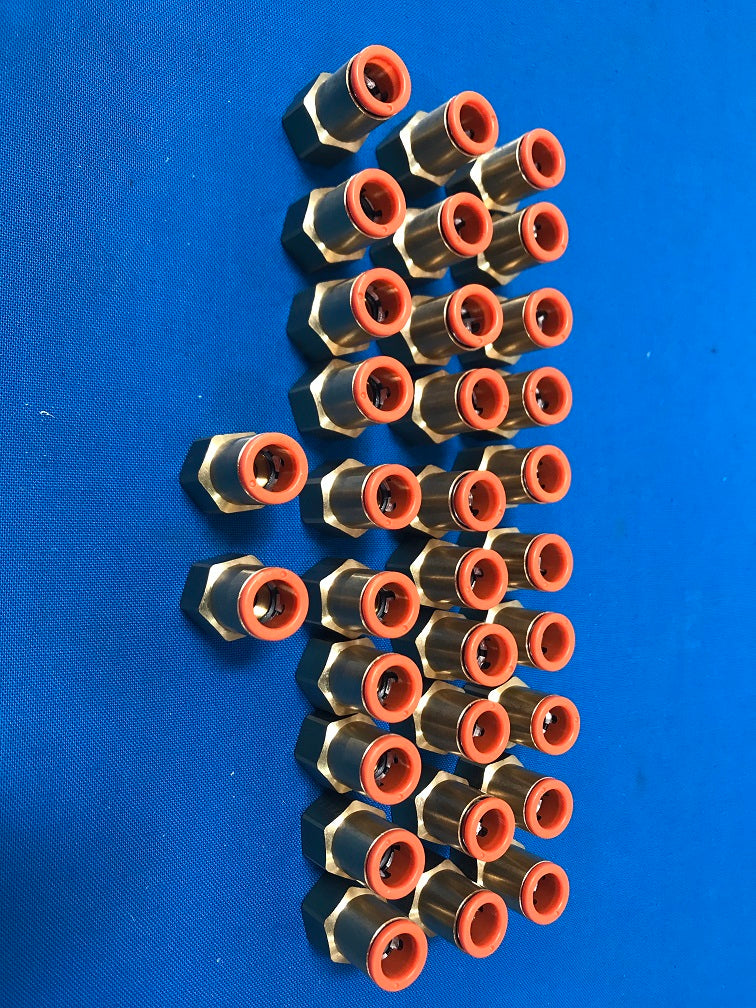 SMC FITTINGS KQ2F09-34A Femal e Adapter Brass 5/16in. TubexFNT rohs Hex size 9/16 inch Pipe size 1/8 Sold in lot of 32pcs