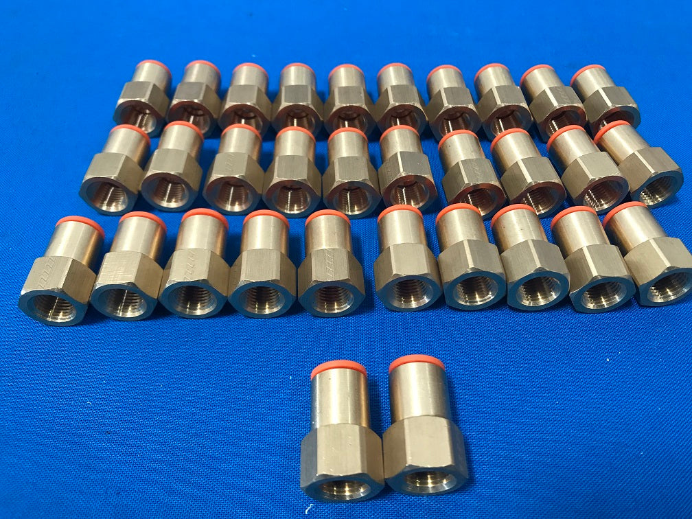 SMC FITTINGS KQ2F09-34A Femal e Adapter Brass 5/16in. TubexFNT rohs Hex size 9/16 inch Pipe size 1/8 Sold in lot of 32pcs