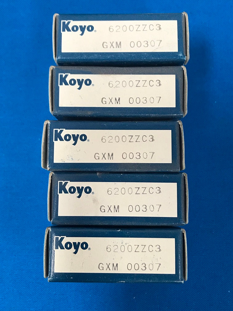 Koyo 6200zzc3 Ball bearings radial deep groove double shielded,c3 clearance sold in lot of 5 pieces