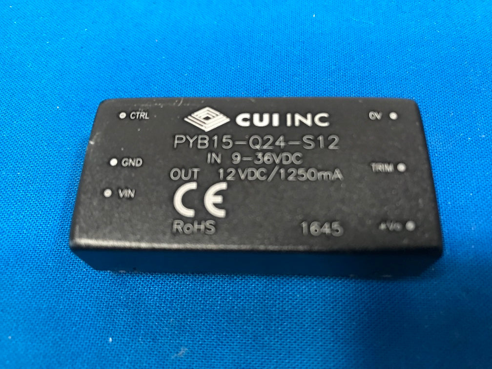 pyb15-q24-s12 CUI INC isolated module dc dc converter input: 9-36 vdc out:12vdc/1250 ma