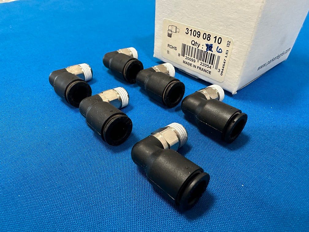 3109 08 10 PARKER, LEGRIS (LOT OF 6) Nylon push to connect, Male elbow x MBSPT, for 5/16 in. tube O.D. 1/8 pipe size