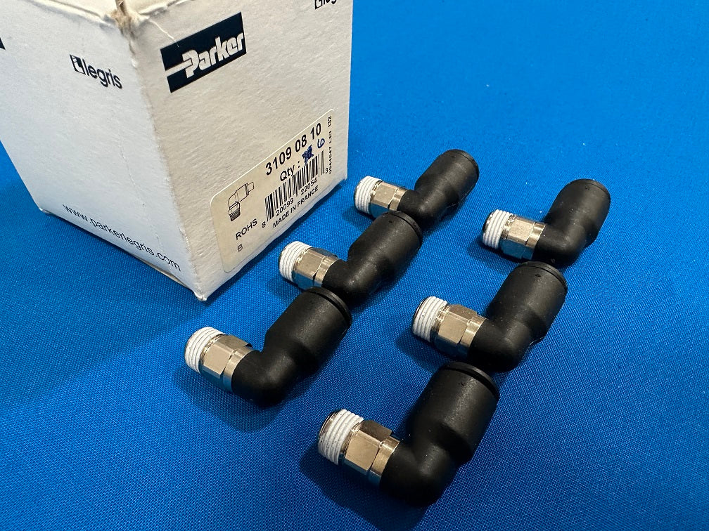 3109 08 10 PARKER, LEGRIS (LOT OF 6) Nylon push to connect, Male elbow x MBSPT, for 5/16 in. tube O.D. 1/8 pipe size