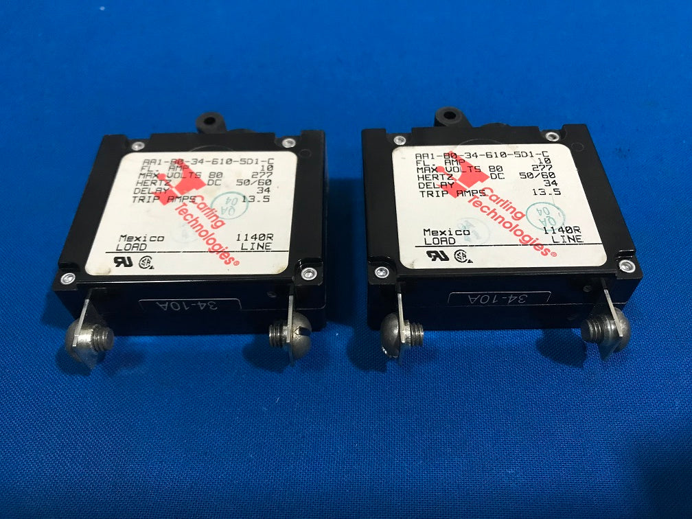 AA1-B0-34-610-5D1-C, Carling Technology, Panel mount circuit breaker 10amp. (sold in lot of 2pcs)