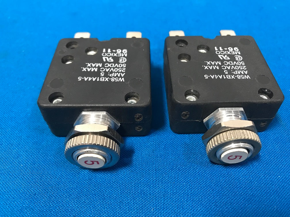 W58-XB1A4A-5 Potter & Brumfield, Circuit breaker 5 amp 1 pole (sold in lot of 2 pcs)