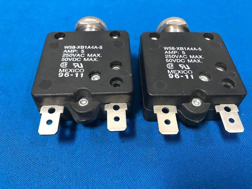 W58-XB1A4A-5 Potter & Brumfield, Circuit breaker 5 amp 1 pole (sold in lot of 2 pcs)
