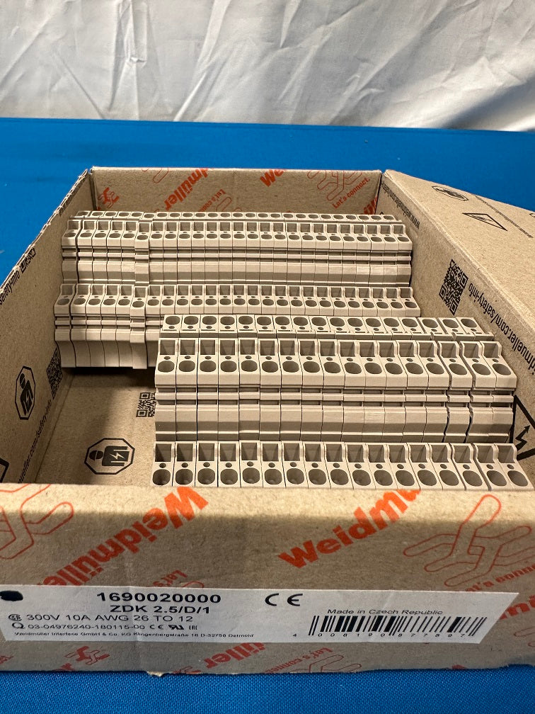 1690020000 weidmuller ZDK 2.5/D/1 Terminal block connector 4 position Feed through beige (sold in lot of 21) 14-30awg