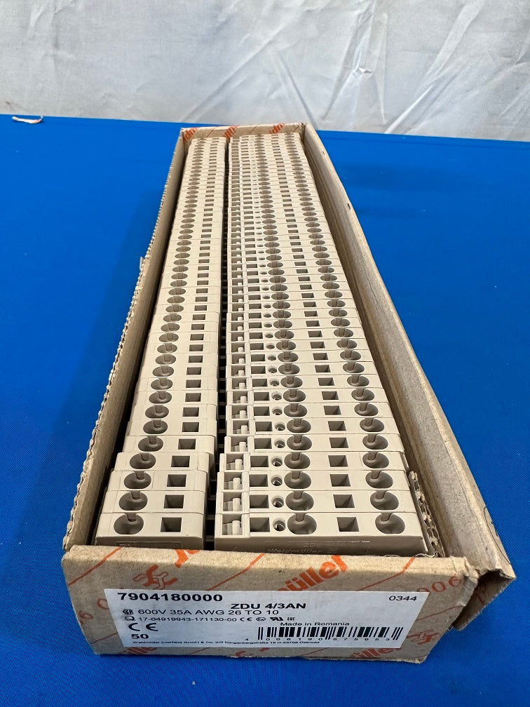 7904180000 ZDU 4/3AN weidmuller Terminal block 3 position feed through 10-26awg (sold in lot of 55pcs)
