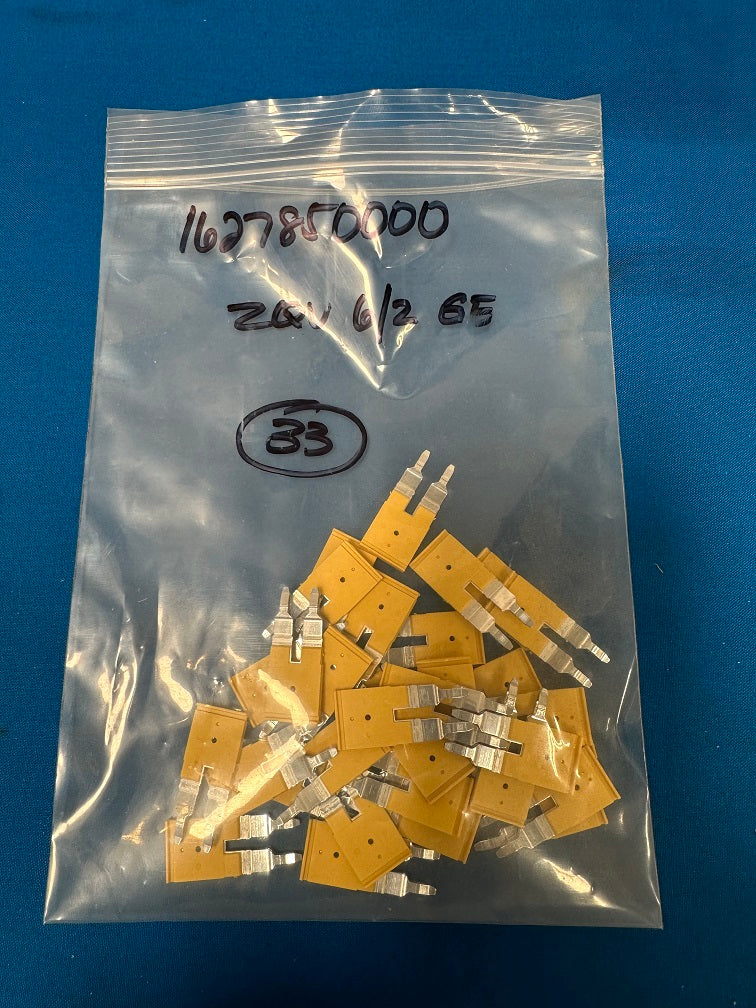 1627850000 zqv 6/2 ge weidmuller, 2 position terminal block, cross connection jumper flat pins (lot of 33)