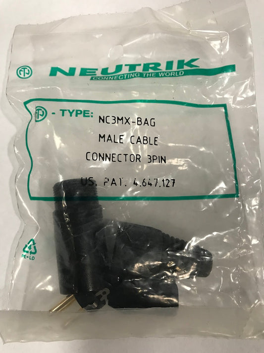 NC3MX-BAG NEUTRIK 3 POLE MALE XLR CABLE MOUNT CONNECTOR