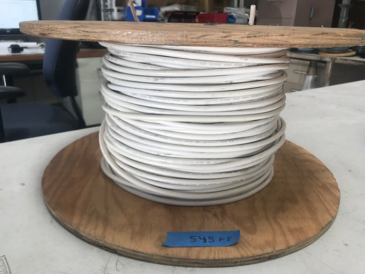 #8 AWG E25635 AWM STYLE 1028  600VOLT S   105DEG CEL.VW-1  LL29012 CSATEW 105DEG CEL.  545 FEET LONG WHITE CABLE 8AWG