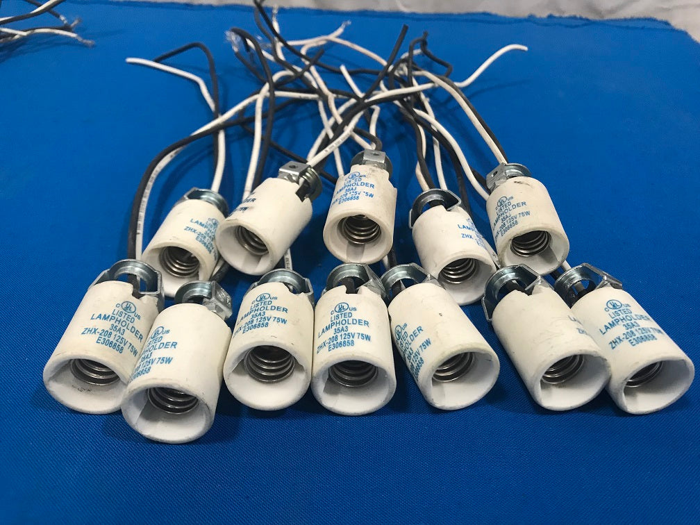 E12 Ceramic,Socket Candelabra Bulb Lamp Holder White E306858 ZHX-208 125V 75W  UL Listed  Sold in lot of 12