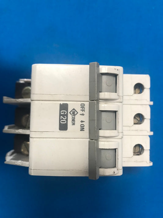 AS168B-3  WEBER 3 Phase Circuit Breaker 20Amp