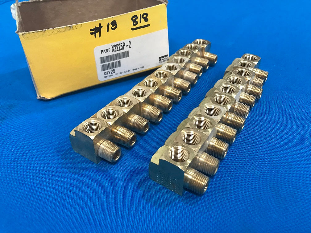 X2225P-2   PARKER Brass Pipe Fitting  SAE J530,SAE J531   thread size 1/8 male  to 1/8 female (Sold in Lot of 21 pcs)  Connection