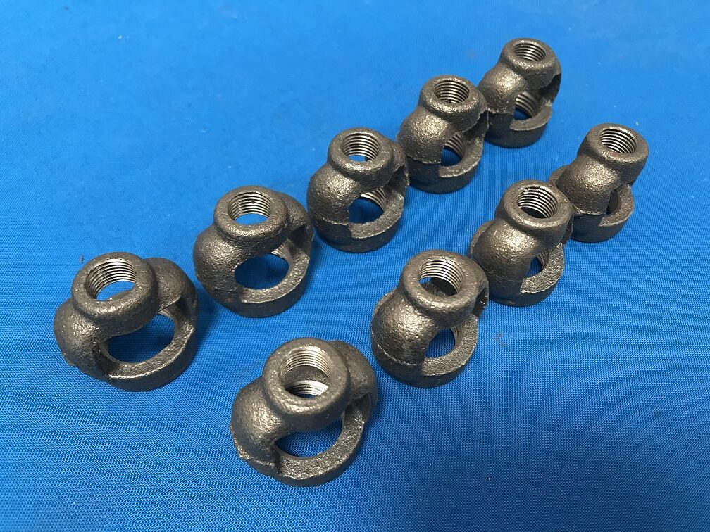 1/8P X 3/8P IP Open Female Mallleable Iron Hickey Female threads on Both ends Size: 1.50 x .695 x 1.150