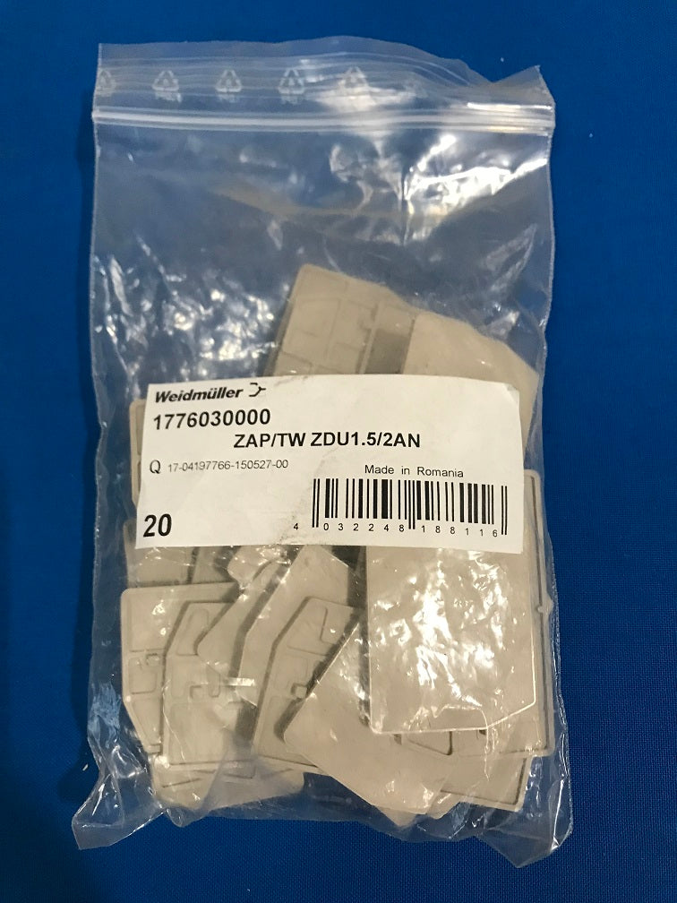 1776030000   Weidmuller  ZAP/TW ZDU1.5/2AN  Connector end plate