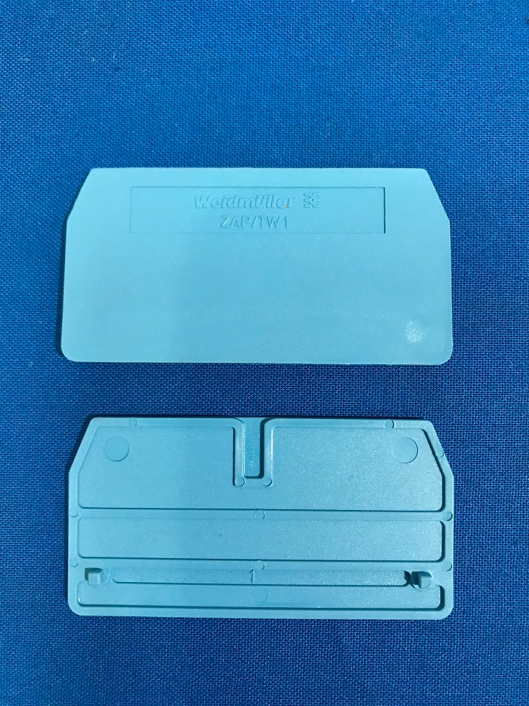 1608750000  Weidmuller ZAP/TW 1 BL   Connector end plate,Rail type for Z series blue. (Sold in lot of 34 pcs)