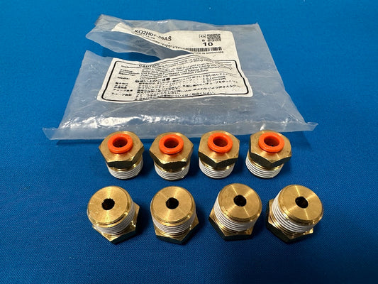 KQ2H07-36AS SMC FITTINGS Brass push to connect tube fitting with sealant adapter 1/4 tube OD x 3/8 NPT (sold in lot of 8)