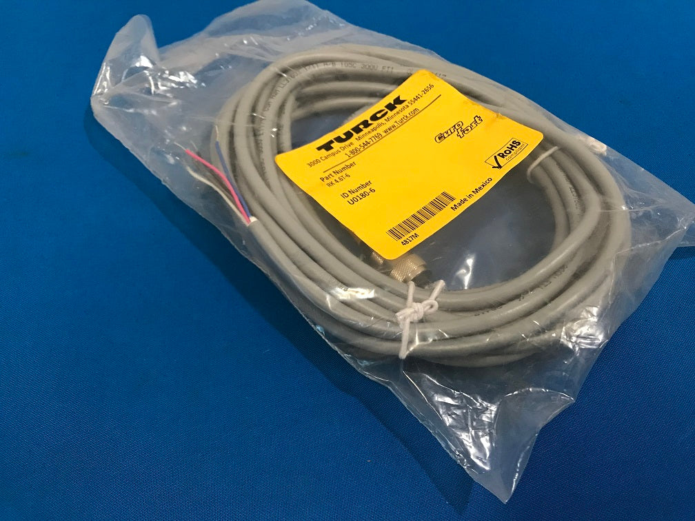 RK 4.6T-6   TURCK    ID NO. U0180-6   Cord set M12 Female 6m,Coded 6 conductor gray.