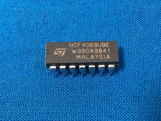 HCF4069UBE  STmicroelectronics, Inverter IC 6 channel 14 PDIP  (sold in lot of  60pcs)