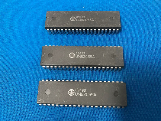 UM82C55A, IC Parallel I/O Port, 24I/O, 8Mhz, CMOS, PDIP-40 (sold in lot of 3pcs)