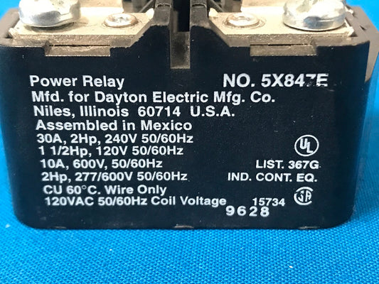 5X847E Dayton Electric 2 poles, Coil voltage 120v 50/60hz