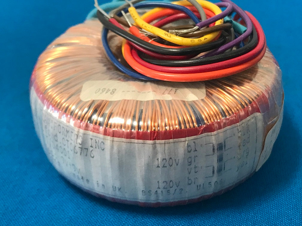 AVEL Transformers Inc. New Milford. CT06776  Model: AT/D4001   Sec. 9V + 9V Toroidal Transformer. 