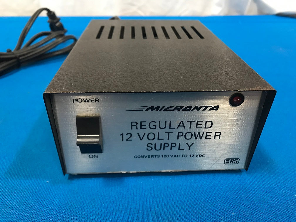 22-124A  MICRONTA Regulated 12vdc Power supply output,  12oVAC Power Cord input power.