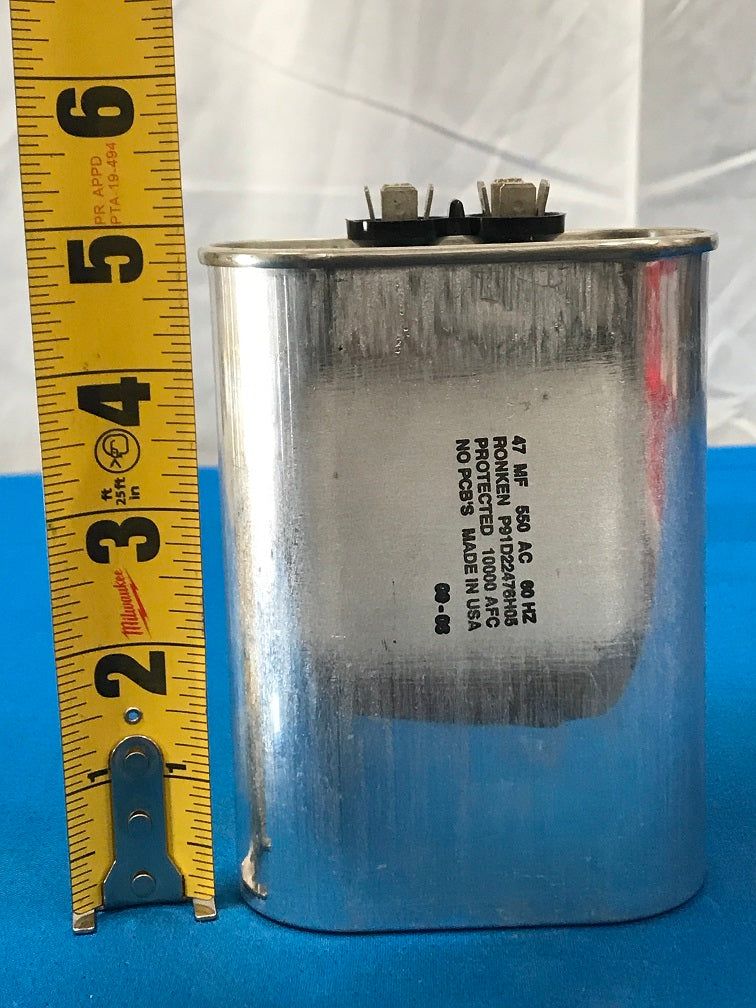 RONKEN P91D22476H05, Motor Start Capacitor, 47mfd, 550vac, 60hz,