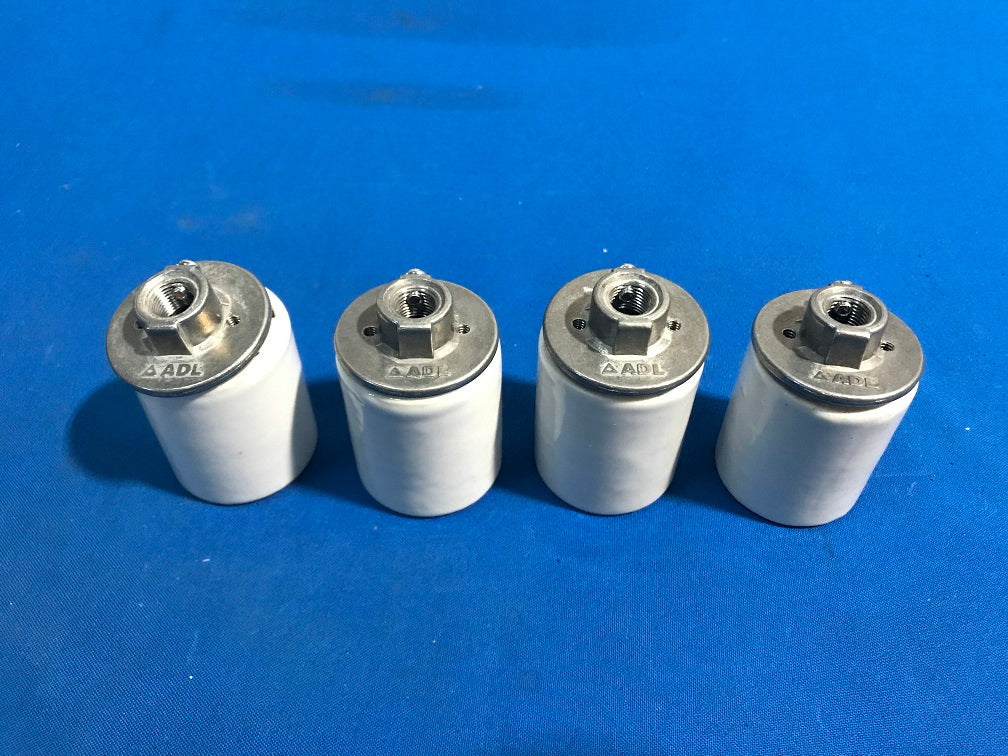 D74  ADL, Glazed Porcelain medium base socket, with screw terminals with metal cap 1/8 IPS Threads. (sold in lot of 4 pcs)