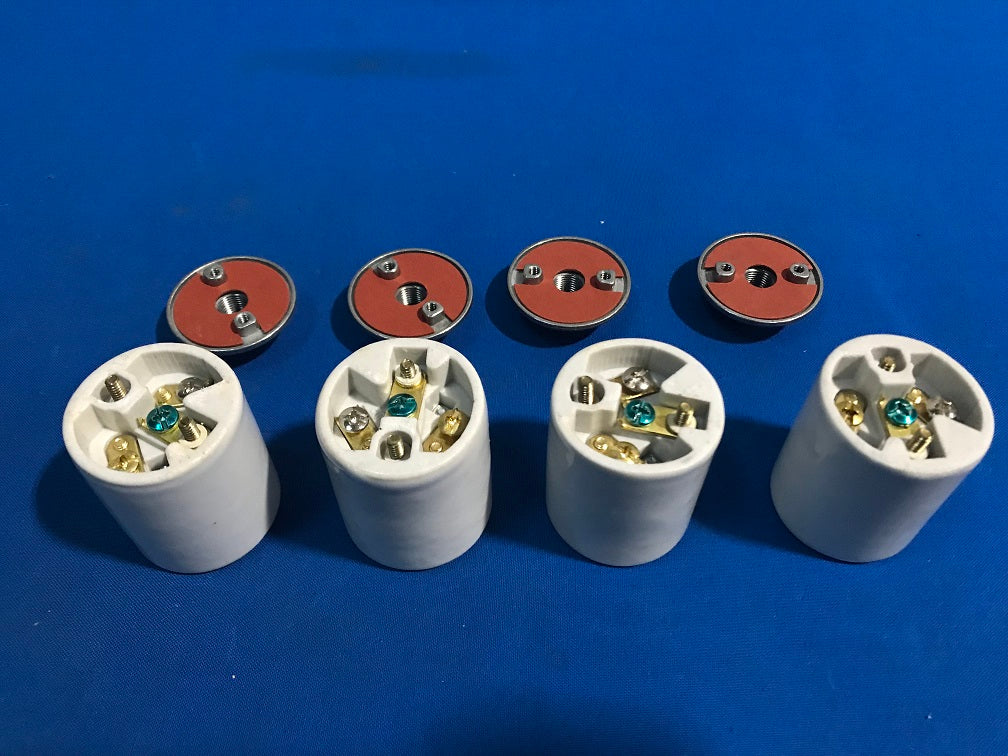 D74  ADL, Glazed Porcelain medium base socket, with screw terminals with metal cap 1/8 IPS Threads. (sold in lot of 4 pcs)