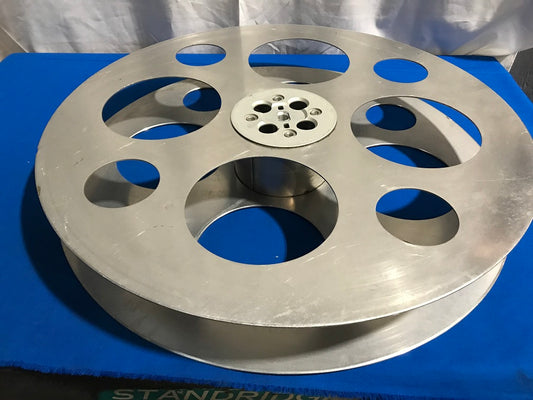 E-Z-HUB 70MM Film reel  Goldberg Bros. Inc. Pat no.3450366  22 inches diameter 1/2 inch input shaft.