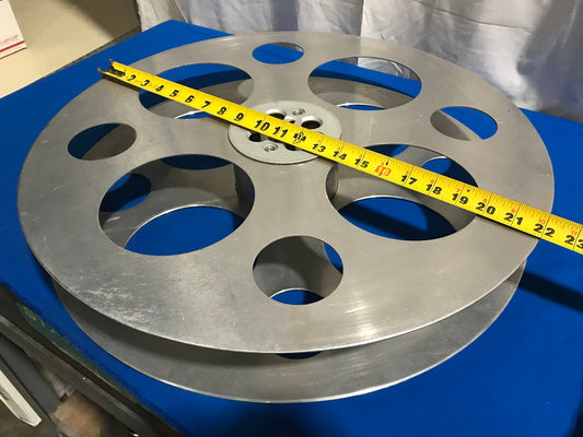 E-Z-HUB 70MM Film reel  Goldberg Bros. Inc. Pat no.3450366  22 inches diameter 1/2 inch input shaft.