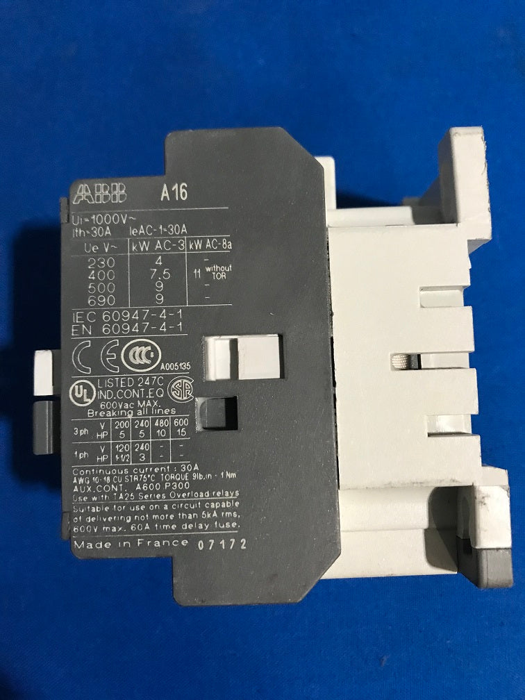 A16-30-10 ABB  Contactor,Coil voltage 220/230 vac- 50/60hz