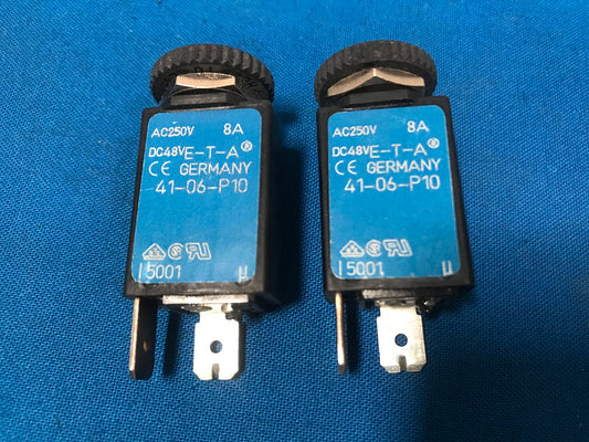 41-06-P10  E-T-A, Circuit breaker 8amps (sold in lot of 2 pcs)