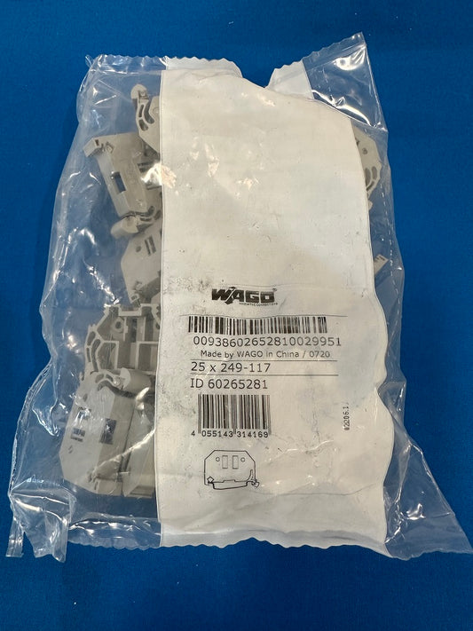 249-117 WAGO - Screwless end stop (grey) 10mm wide  Din rail mout. (sold in lot of 25)