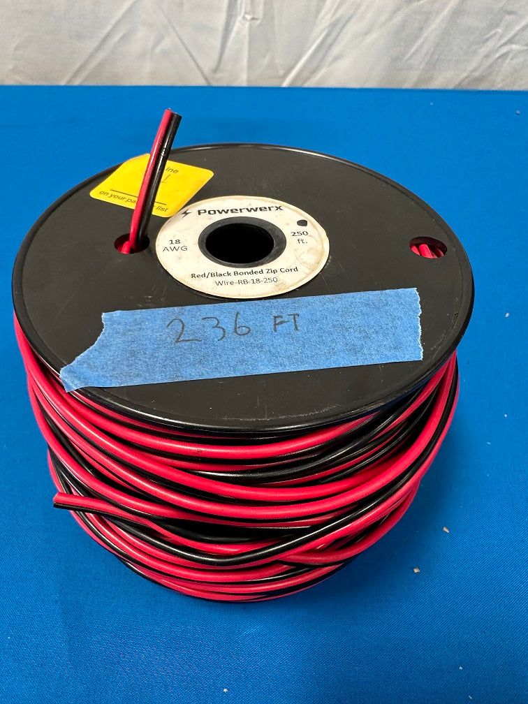 Powerwerx Cable: (236 Feet long) 2 conductor 18awg red and black