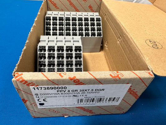 1173890000  WEIDMULLER  PPV 4 GR 35X7.5 DGR   Terminal block distribution  16 position  24-16awg ( sold in lot of 14pcs)