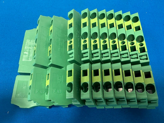 7904170000 ZPE 4/3AN weidmuller  Terminal block connector 3 position ground, earth green,yellow  10-26 awg  (lot of 11)